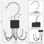 Belt Hanger, 2PCS Belt Organizer for Closet 360° Rotatable Max 48 Belt Storage Rack Space Saving Closet Organizers and Storage for Belt, Bra, Tank Top, Tie, Scarf, Purse