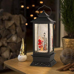 Wondise Christmas Lighted Musical Snow Globe Decorations with Timer, USB Powered and Battery Operated Spinning Water and Swirling Glitter (Santa)