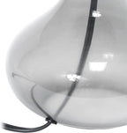 Simple Designs LT2063-SMG Small Glass Raindrop Bedside Table Lamp with Gray Fabric Shade, Smoke