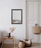 AAZZKANG Wall Mirror with Rectangle Wood Frame Rustic Decorative Hanging Mirrors for Bedroom Bathroom Living Room Home Office Small