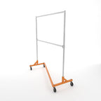 Econoco Commercial Garment Rack - Rolling Clothes Rack, Heavy Duty (Z Rack with Add On Hang Bar, Orange)