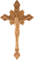 DAICAT Handcrafted Wooden Catholic Cross, Religious Wall Crucifix, Catholic Crucifix 10 inches, Natural Wood (6.7 x 9.8 IN, Jesus 1)