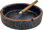 Ceramic Ashtray Stylish Indoor & Outdoor Cigarette Ashtray for Home, Coffee Bars, and Patios，Lava Dazzling Black