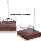 Wenqik 4 Pcs Crystal Display Stand Rock Display Stand Adjustable Metal Arms with Wooden Base Geodes Rock Agate Mineral Easel Holder for Collectibles(1.97 x 1.97 x 3.15 Inch,Silver)