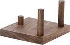 Hipiwe Rock Display Stand Three-Peg Display Easel Stands Walnut Wooden Crystal Rock Holder for Fossil Coral Geodes Rock Mineral Agate, Crystal Display Stand with Square Base, Large