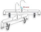 DEILSY™ Skirt Hangers 100 Pack Pants Hangers Shorts Clear Plastic Clothes with Adjustable Clip Non-Slip Clothes Clip Perfect for Pant, Pack of 100