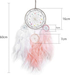 Dream Catcher for Girl Pink, Handmade Romantic Unique Dreamcatcher Beads and Feathers Wall Hanging Ornament Gift for Bedroom