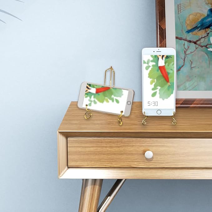10 Pcs 4 Inch Metal Golden Display Stand, Metal Plate Stands Picture Stands for Display, Picture Holder Stand, Frame Stand