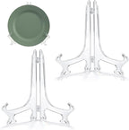 Nogeqi 2 Pieces Clear Acrylic Plate Stands for Display, 10 Inch, Folding Plate Holder, Clear Acrylic Easel Display Stands for Pictures or Other Items for Weddings, Birthdays, Home Decoration, Tables