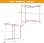 E15 Pro Garment Rack L Shaped Clothes Rack for Corner，Freestanding Clothing Racks for Hanging Clothes，Heavy Duty Closet System with 4 Hanging Rods & 8 S Hooks，48.8"W x 15.8"D x 78.4"H，Pink