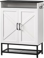 Shoe Storage Cabinet, Farmhouse Shoe Cabinet for Entryway, 6-Tier Shoe Organizer with Doors and Shelves, Narrow Hidden Freestanding Shoe Rack Cabinet for Entrance, White and Black SHHW9501