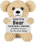 Inspirational Handmade Crochet Bear, Positive Emotional Support Bear, Valentine's Day Gift, Birthday Thanksgiving Basket Gift for Home Decorations