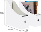 Limitliho 12 Pack White and Black Cardboard Magazine Holder, Magazine File Holder for Home, Office, Desk, 10.6'' H×10.2'' L ×3.5''W Magazine Storage Box, Sturdy Book Bins for Classroom Library