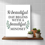 Motivational Eucalyptus Wall Art Decor, Inspirational Green Botanical Pictures Positive Quotes Canvas Painting Posters for Office Living Room Bedroom Decoration (11.5 X 15 Inches, Framed)
