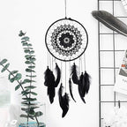 Dream Catcher, Wall Mounted Dream Catcher Feathered Dream Catcher Handmade Dream Catcher Black Boho Bedroom Dream Catcher