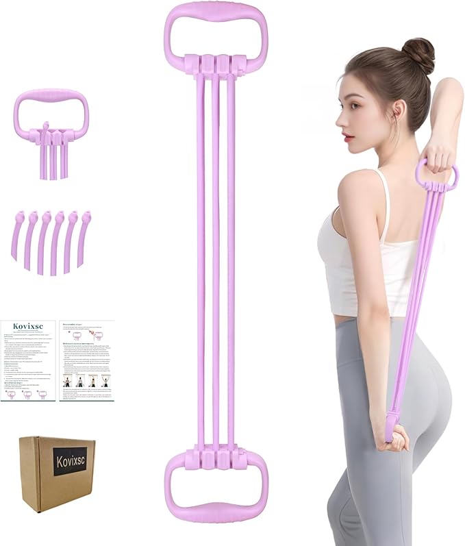 Figure 8 Resistance Band for Women 15-90LBS, Adjustable Resistance Bands with Handles for Arm Back Exercise, 6 Fitness Elastic Rope, Stretch Bands for Yoga, Pilates, Strength Training