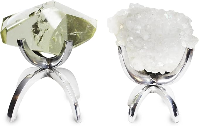 My Shelfie - Modern Silver Claw Rock Display Stand, Crystal Holder with Invertable Design, Crystal Display Holds Crystals From 2-3 Inches, Handmade Aluminum Rock Stands for Display, Small