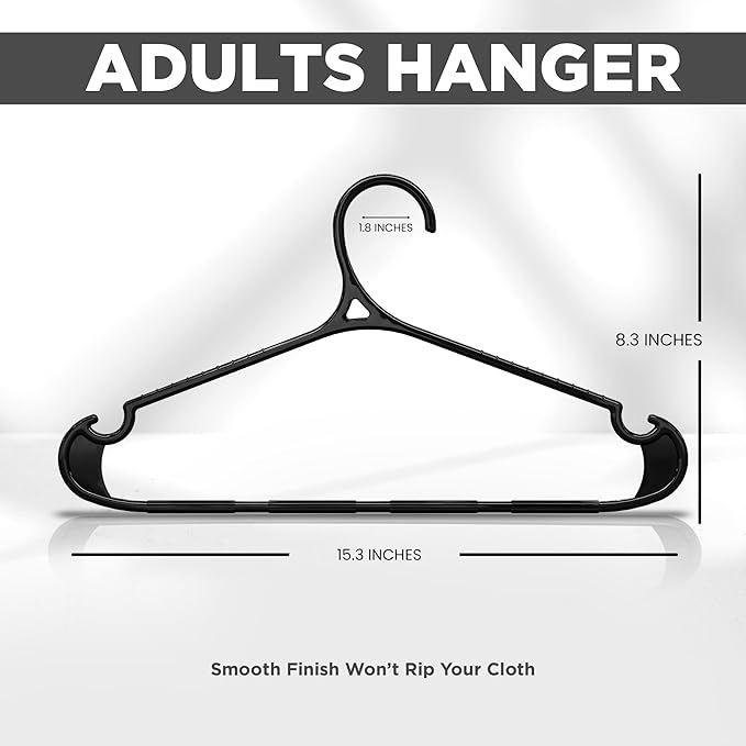 Utopia Home Clothes Hangers - Standard Plastic Hangers Space Saving - Durable Coat Hangers 20 Pack (Black)