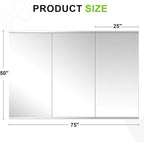 FICTOR Home Gym Mirror for Wall, 50"x25"x3 PCS Large Workout Mirrors with Tempered Glass, Full Length Frameless Body Mirror for Garage, Dance, Yoga, Bedroom