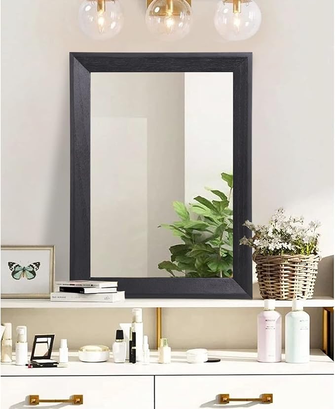 AAZZKANG Black Mirrors for Wall Rectangle Wood Framed Large 26"x18" Decorative Wall Mirror for Bedroom Bathroom Living Room Dressing Room Entryway