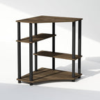 Furinno Turn-N-Tube Storage Shelves, 4-Tier Corner Shelf, Toolless Assembly Display Rack, Corner Bookshelf for Small Space, for Organization and Storage, Living Room, Home Office, Columbia Walnut