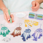 INFUNLY 24 Set DIY Small Dream Catcher Kit Candy Colors Round Mini Dream Catcher Kit Handmade Dreamcatcher Kit with Instructions Boho Hanging Ornament Making Kit for Bedroom Car Mirror Keychain Bag