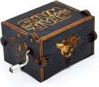 Huntmic Black Wood Star Wars Music Box, Antique Carved Hand Cranked Wooden Musical Boxes Home Decoration Crafts for Children Gifts (Black-Star war)