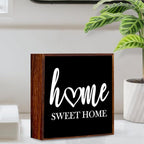 Home Sweet Home Sign Wooden Box Decorative,Home Sweet Home Decor Wood Box Sign，Rustic Farmhouse Square Decor Sign for Tabletop Home Living Room Decor 5 x 5 Inches （black）