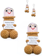 Handmade Crochet Emotional Support Plush with Inspirational Card, Funny Gifts for Friends, Family, and Coworkers, Office and Home Decoration(Brown P-2Pcs)