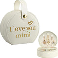 COLLECTIVE HOME - Travel Jewelry Case, Elegant Half-Moon Design with Heartfelt Message, Detachable Handle, Personalized Mother's Day Gift, Cherishing Special Moments (I love you mimi)