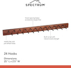 Spectrum Diversified Wooden Closet Wall Mount Storage Rack, 24 Peg Tie, Belt, Scarf and Jewelry Organizer One Coffee