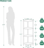 Hzuaneri Corner Shelf Stand, Corner Bookshelf, Storage Standing Shelf Unit with Metal Frame, Plant Stand, Bookcase for Living Room, Home Office, Bedroom, 4-Tier White Gold CS05803A