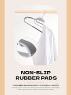 HOUSE DAY Grey Plastic Hangers 50 Pack, Slim Space Saving, Non Slip Hangers with Rubber Pads, Sturdy Heavy Duty Coat Hanger for Closet, S-Shaped Clothes Hanger for Shirt, Suit, Pant, Skirt