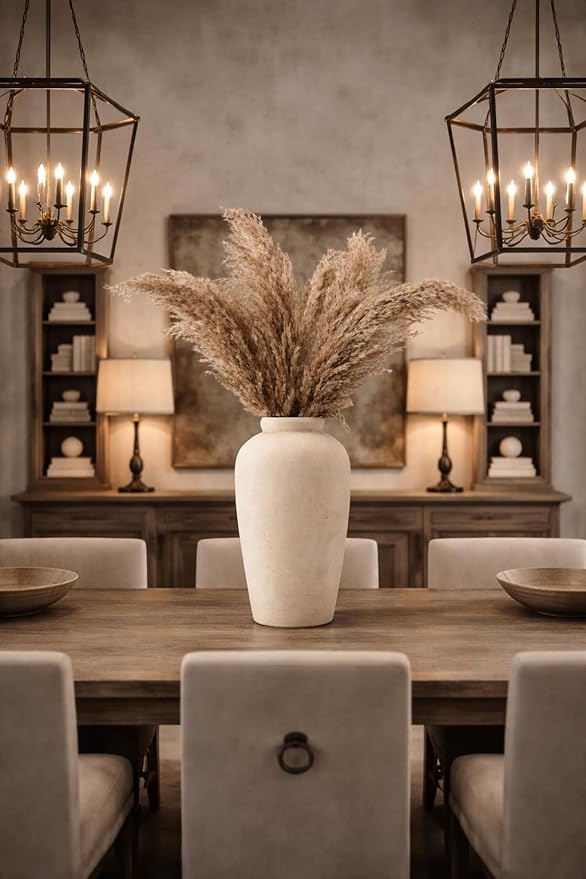 Emotionally Grounded Vase, Vaseking Large Ceramic Rustic Vase, 11 inch Minimalist Decorative Farmhouse Tall Vases for Home Decor, Living Room, Enterway, Table Decoration, White
