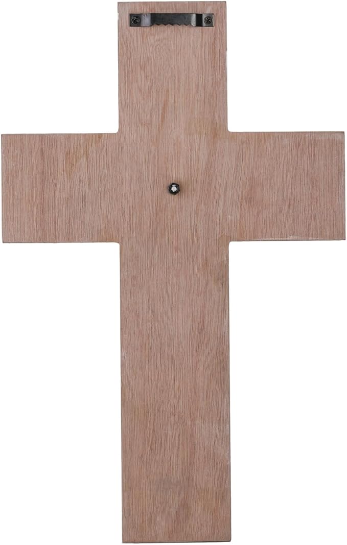 TRENDIN Rustic Cross Decor for Wall, Wooden Decorative Wall Cross with Metal Flowers, Bless Our Family Christian Home Decor, Farmhouse Hanging Art for Living Room, Entryway, Bedroom