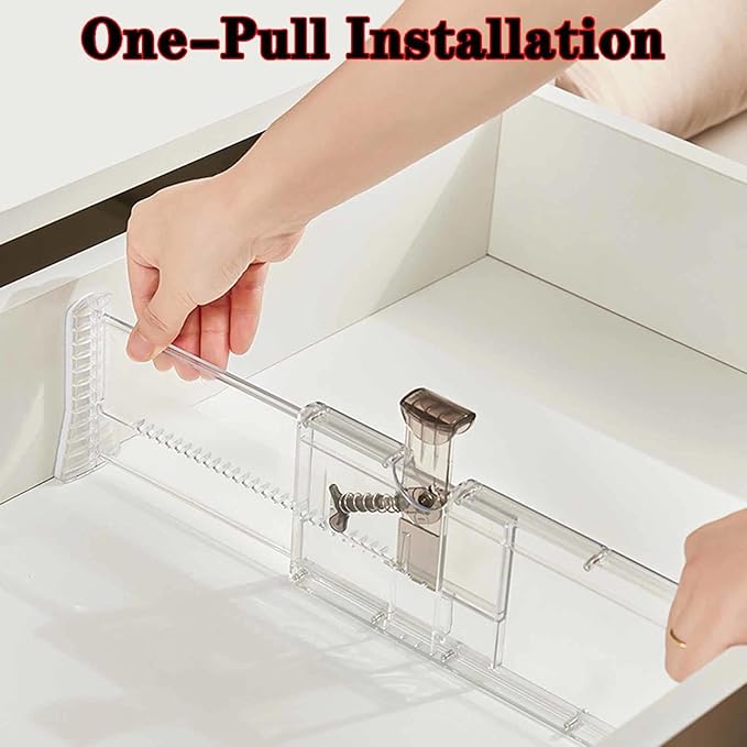 4 Pack Drawer Dividers for Clothes, 3.94" High 14.94"-21.26" Adjustable Expandable Dresser Drawer Organizer, Clear Plastic Separators for Dresser, Baby Clothing, Underwear, Cosmetic