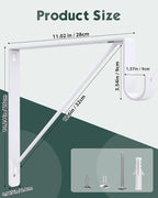 4 Pack Closet Rod Bracket, Heavy Duty Closet Rod Support with Rod Holder, Wall Mounted Closet Shelf Brackets with Triangle Stabilizing Design for Closet, Bathroom and Kitchen, White