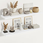Vivelove White Floating Shelves 12 Inches Deep, 48x12 Floating Shelves for Wall with Invisible Brackets, Room Shelves for Living Room Bedroom Kitchen Office, Set of 2