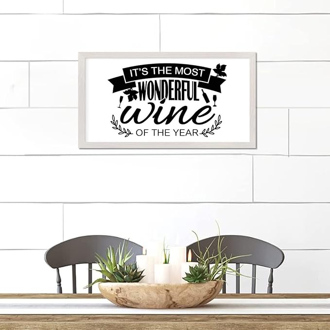 Family Quote 12x22in Wood Sign with Inspirational Quotes Its the Most Wonderful Wine of the Year White Frame Wooden Plaque Housewarming Gift for Cottage Front Door Farmhouse Porch Wall Decor