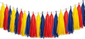 15Pcs Red Blue and Yellow Paper Tassel Garland,Tissue Tassel Banner for Carnival Theme Birthday Party Decorations