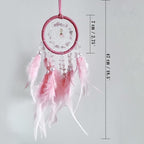 Small Pink Dream Catcher for Car Rearview Mirror Handmade Beaded Feather Dreamcatcher Car Hanging Ornament Home Room Wall Decoration