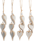 Sun&Beam Heart-Shaped Wooden Decorative 4Pcs Hanging Handmade Hearts Ornaments for Wedding Party Valentine Christmas Home Decoration Car Décor (#2, 4Pcs)