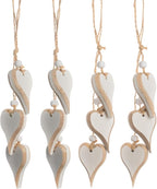 Sun&Beam Heart-Shaped Wooden Decorative 4Pcs Hanging Handmade Hearts Ornaments for Wedding Party Valentine Christmas Home Decoration Car Décor (#2, 4Pcs)