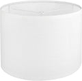 White Lamp shade, Drum Lamp Shade for Table Lamps Floor Lamp, 13" Top X 13" Bottom X 10" High White Large Line Fabric Lamp Shade, Easy Assembly Replacement Lampshade