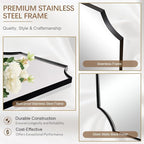 ANDY STAR 30x40 Inch Bathroom Mirror, Black Bathroom Mirror for Over Sink, Unique Rectangle Wall Mirror, Matte Black Framed Rectangular Mirror with Scalloped Edges, Ideal for Home Decor