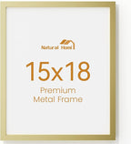 15x18 Aluminum Metal Picture Frame,Tempered Glass Gold Photo Frame 15x18 for Family Photo,Posters,Art,Document to Wall Mount Horizontally or Vertically