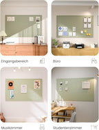 Fluxynara Large Bulletin Board, 59" x 35.4" Cork Board Alternative with 24 Safe Removable Adhesive Tabs, Foldable Felt Pin Board for Home Office, Classroom, Bedroom,Entryway for Walls—Sage