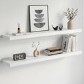 Homeforia White Floating Shelves 42 inch, High End Solid Real Wood 42inch Floating Shelf for Wall Mounted, White Wooden 42in Long Floating Shelves, Heavy Duty Bracket, 42 X 6.5 X 1.75 inches, Set of 3