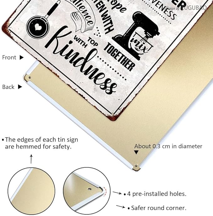 Funny Kitchen Signs Decor-Kitchen Farmhouse Decor-Personalized Kitchen Metal Sign-Retro Kitchen Counter Accessories-12x8 Inch Hanging Plaque Home Wall Decorations-Family Recipes
