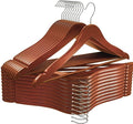 Utopia Home Premium Wooden Hangers 20 Pack - Durable & Slim Coat Hanger - Suit Hanger with 360-Degree Rotatable Hook - Wood Hangers with Shoulder Grooves (Cherry Color)